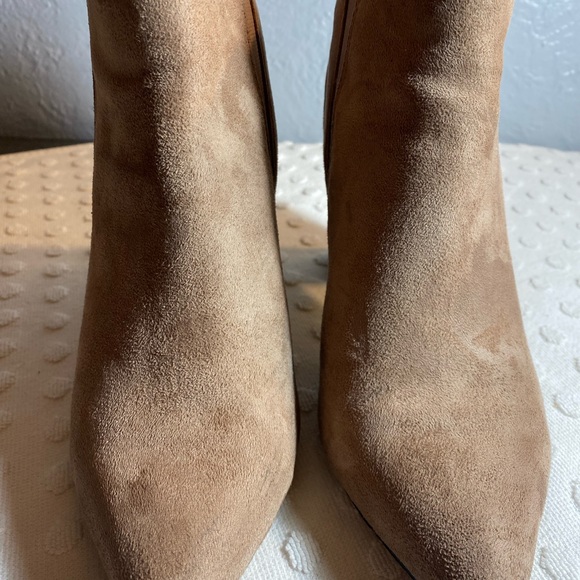 BCBG Maxazria Camel Suede Chunk Heel Booties - Picture 14 of 16
